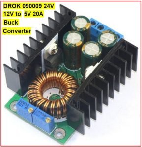 DROK 090009||F 24V 12V to 5V 20A Buck Converter,