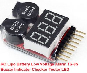 RC Lipo Battery Low Voltage Alarm 1S-8S Buzzer Indicator Checker Tester LED