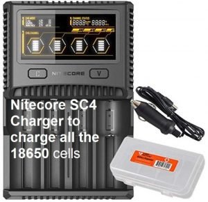 Nitecore SC4 Charger to charge all the 18650 cells