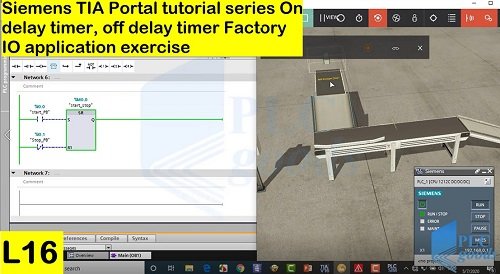 TIA Portal tutorial On delay Timers and Factory IO Lesson 16