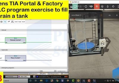 Siemens TIA portal exercise to fill/drain a tank using timers Lesson 18